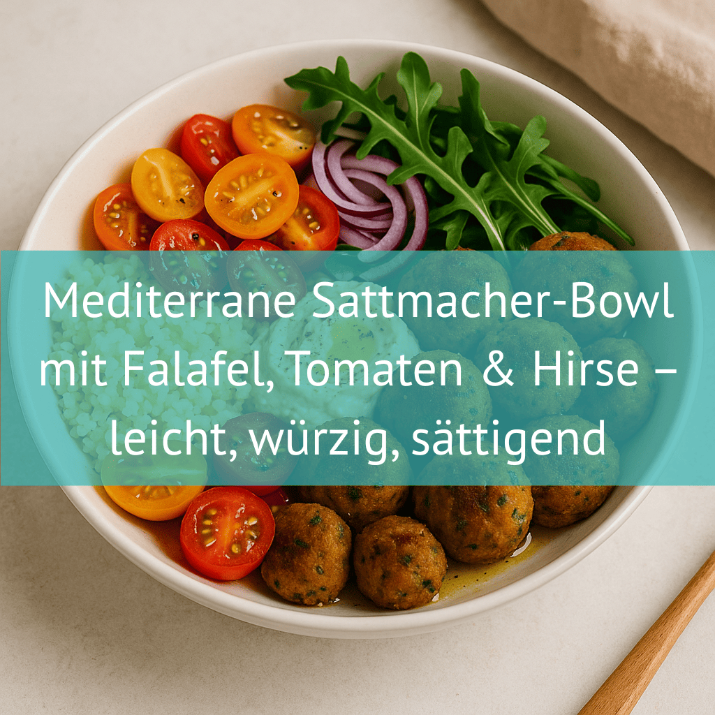 Mediterrane Sattmacher-Bowl mit Falafel, Tomaten & Hirse – leicht, würzig, sättigend